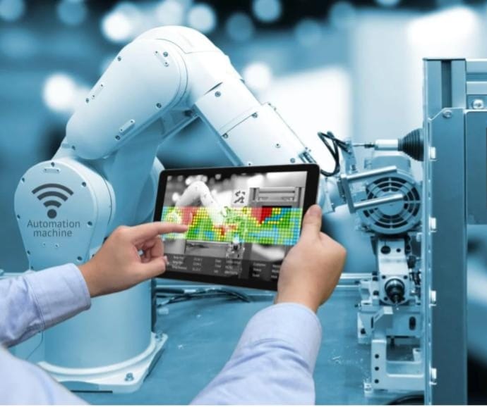 Real time production monitoring robotics using mobile and table